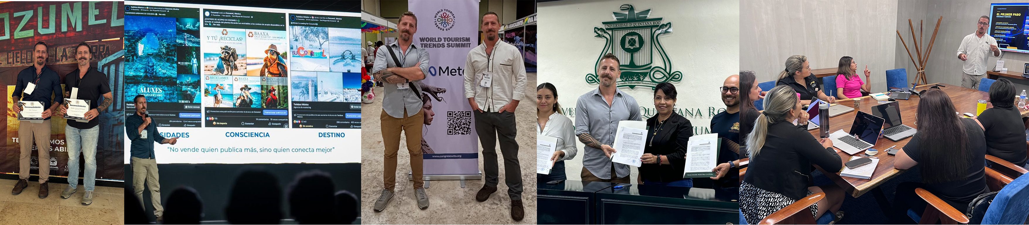 Collage del equipo y trayectoria de Twinbox Agency